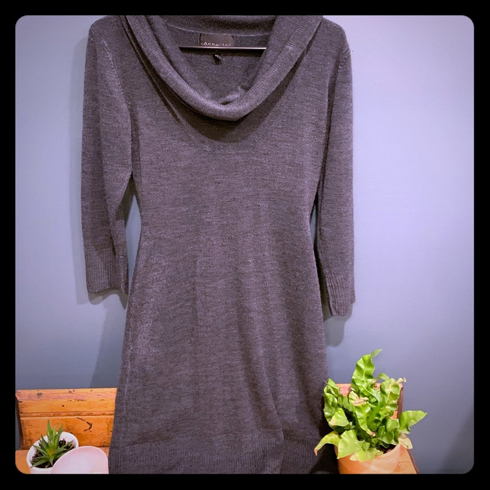 Grey cowlneck sweater dress